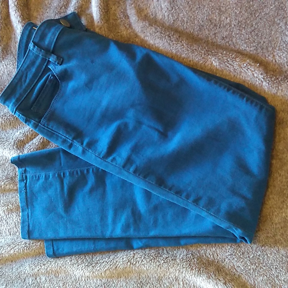 LOFT teal curvy straight colored jeans five pocket